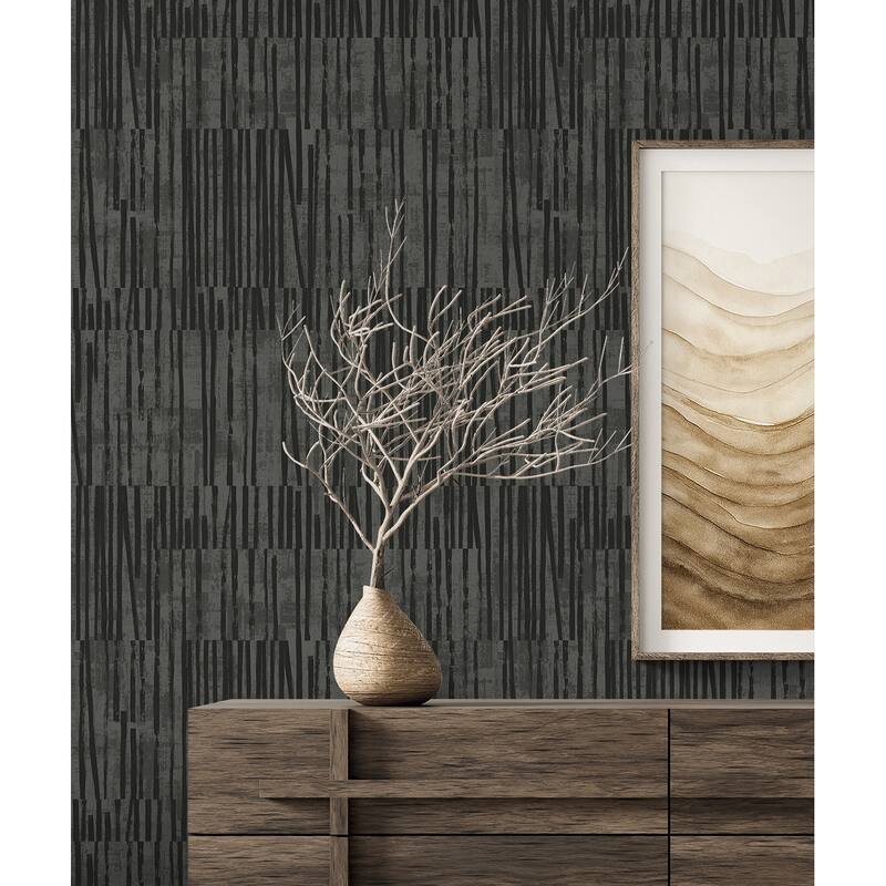 Seabrook Designs Serapha Lines Non-Woven Unpasted Wallpaper