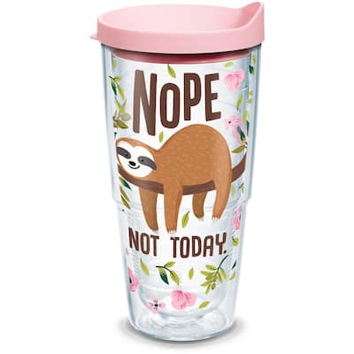 Tervis Sloth Nope Not Today Made in USA Double Walled Insulated Travel Tumbler, Classic - 24oz