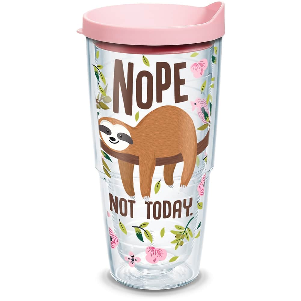 Tervis Sloth Nope Not Today Made in USA Double Walled Insulated Travel Tumbler, Classic - 24oz