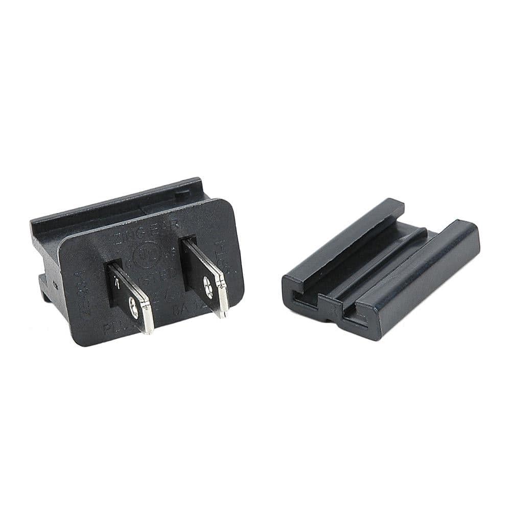 SPT1 Male Plug, Snap On Vampire Plugs, Black, Polarized, 8 AMP, 5 Pack - Medium