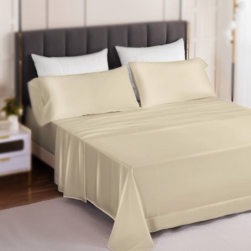 Cooling Bedding Sheet Set Silky Smooth and Breathable Lyocell - Yellow - Queen