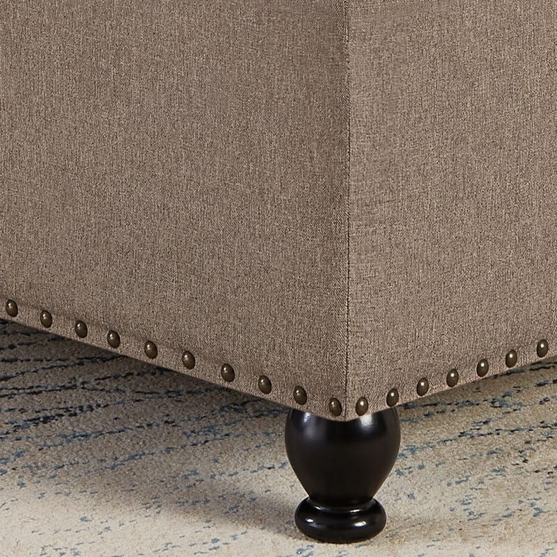 Large Square Storage Ottoman with Wooden Legs