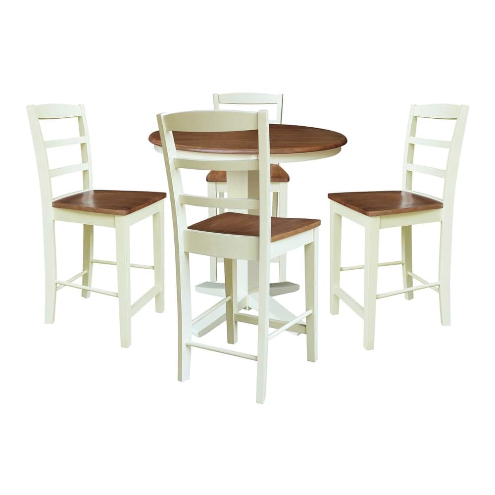 36 in Solid Wood Round Top Counter Height Dining Table with Stools