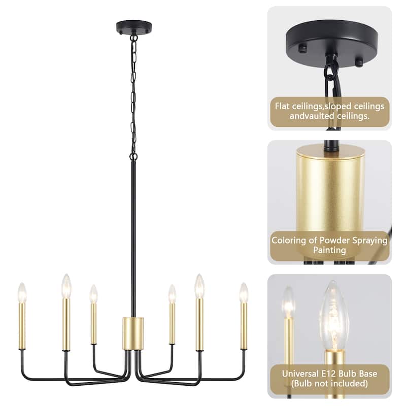 6-Light 29.52-inch Farmhouse Candle Chandelier for Foyer Kitchen Bedroom