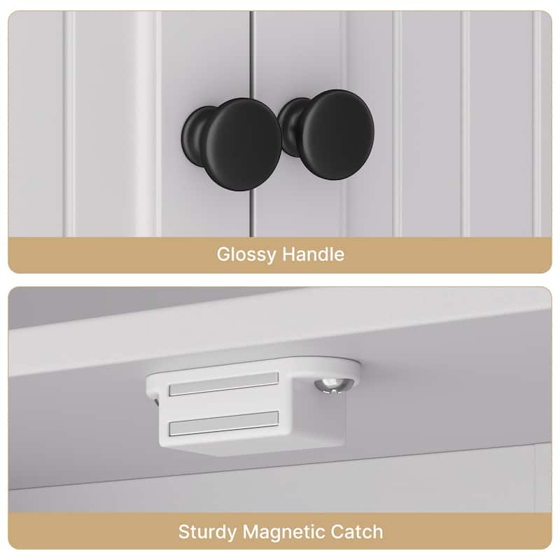 70" Freestanding Above Toilet Storage Cabinet, Adjustable Bathroom Shelving With Anti-Tip Devices