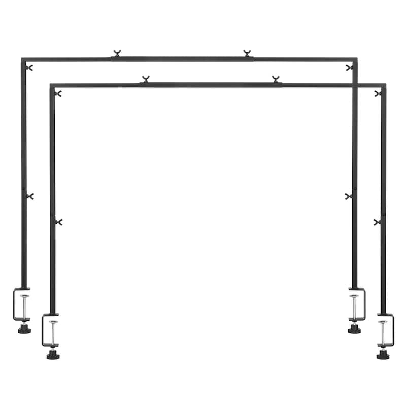 Adjustable Table Arch Stand with Clamps and Square Tube Metal Rod Frame Ideal for Indoor or Outdoor Decoration - 2 PC - Black Without Rattan