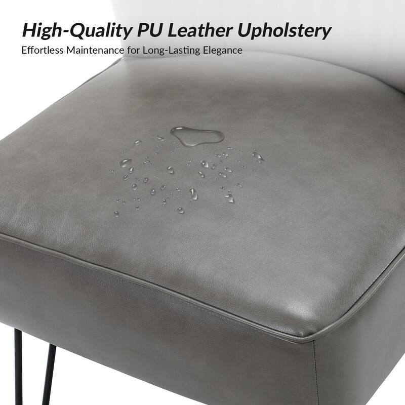 Donia Modern Faux Leather Armless Wingback Side Chair with Metal Legs Set of 2 by HULALA HOME