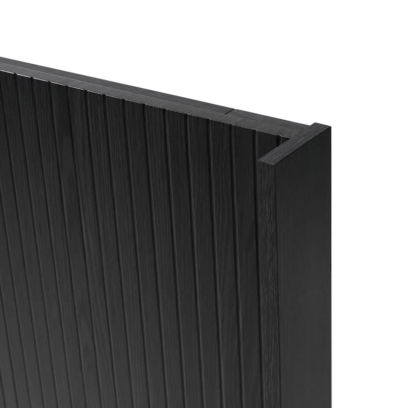 Queen Size Wood Headboard, Modern Farmhouse Design, Wall Mounted Fluted Panel, Black Oak Finish