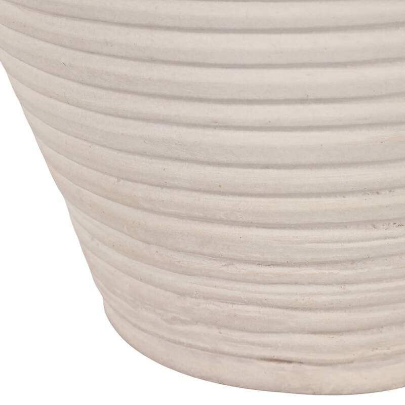 Sculptural Ribbed Paper Mache Table Vase - Stylish Tall Flower Vase