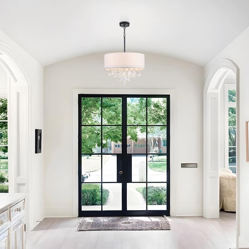 Starsky 5-Light Fabric Drum Chandelier with Crystal Accent