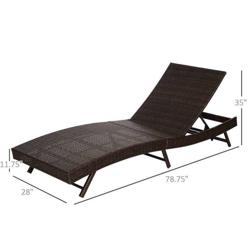 Outdoor Wicker Recliner with Adjustable Backrest and Cushion