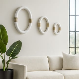 Metal Wall Hangings Decorative Rings (Set of 3) - 14/12/10" White