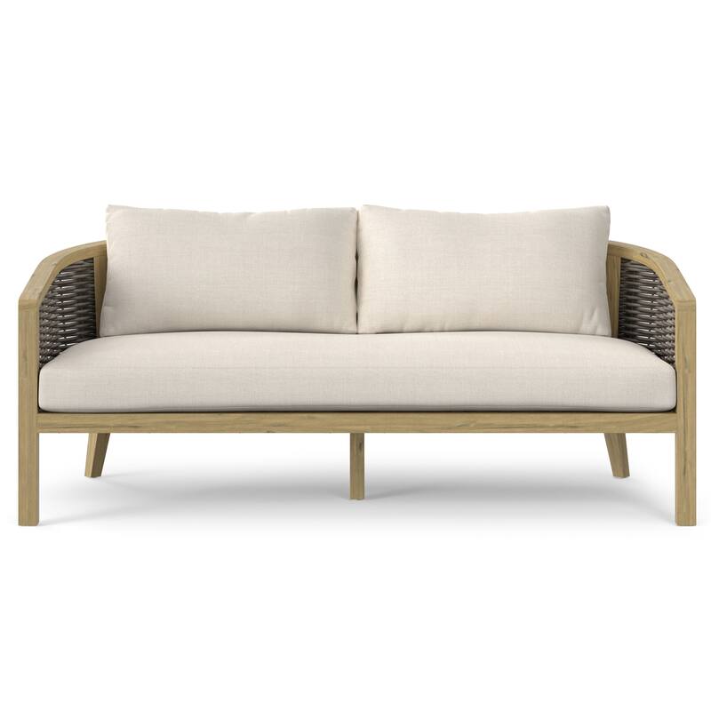 WyndenHall Iris 70 inch Wide Contemporary Outdoor Sofa in Natural Polyester Fabric, Fully Assembled