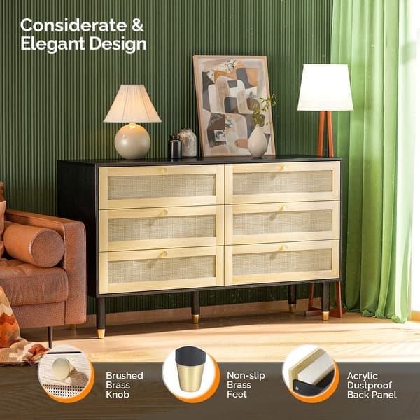 black nike dress shoes Boho Chic 6-Drawer Dresser | Natural Oak & Walnut Storage