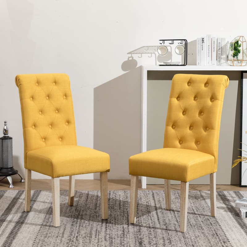 Roundhill Furniture Banff 5-Piece Round Dining Set, Cross-Buck Round Table with 4 Tufted Chairs