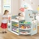 preview thumbnail 2 of 5, Wooden Play Supermarket for Kids with Checkout Counter and Knobs - 37" x 24" x 33"