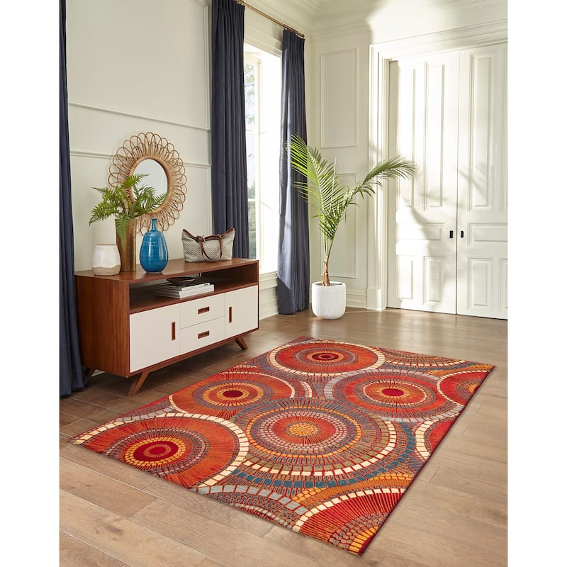 Liora Manne Marina Circles Indoor/Outdoor Area Rug - 3'3" x 4'11" - Saffron