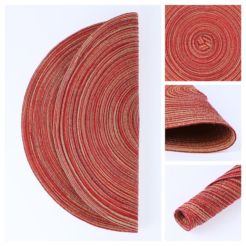 Farmhouse Placemats Set of 6 Woven Placemats for Dining Table Decor Indoor Outdoor Washable Kitchen Table Mat Wipe Clean 15x15in - Red
