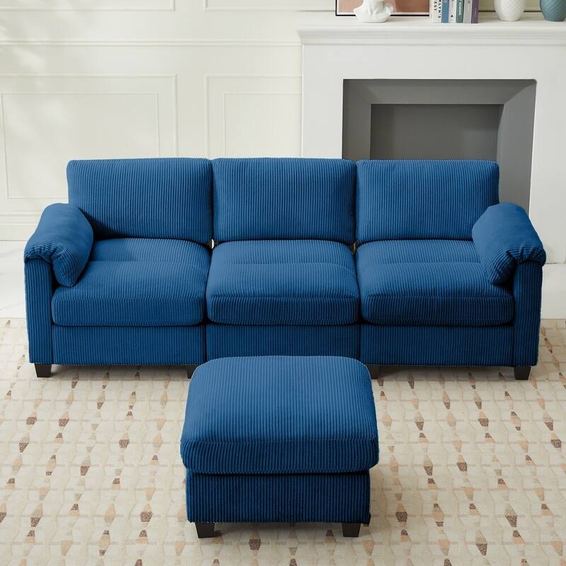 Modern Couduroy Overized Modular Sectional Sofa Couch with Ottoman for Living Room