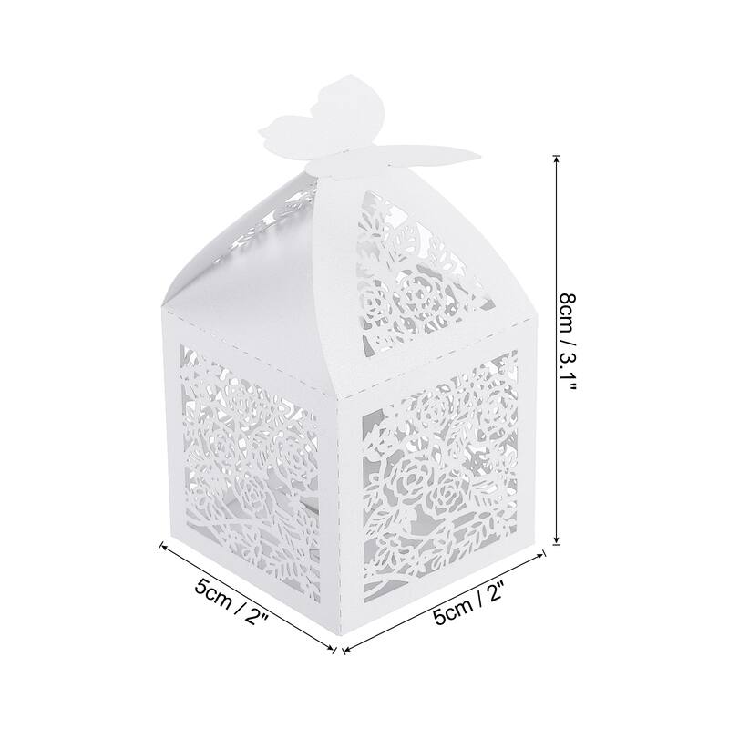 25Pcs Paper Hollow Rose Laser Cut Wedding Favor Candy Boxes