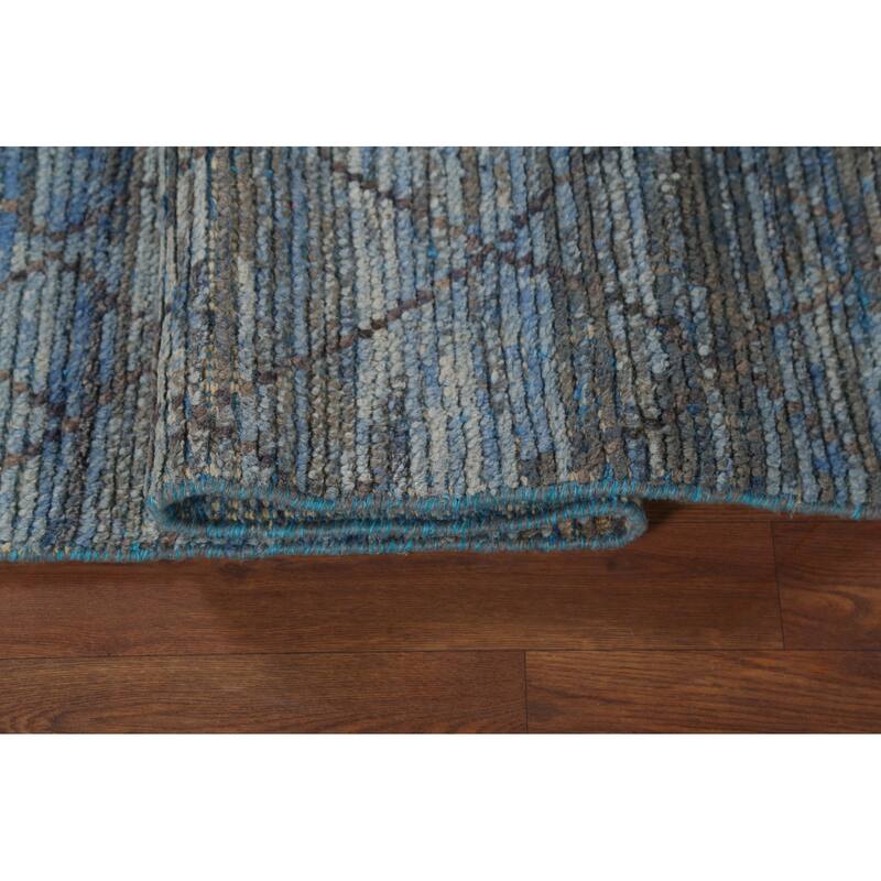 Trellis Moroccan Oriental Runner Rug Handmade Wool Carpet - 3'0"x 12'4"