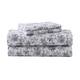 Laura Ashley Cotton Flannel-Soft-Deep Pocket-Sheet & Pillowcase Set - Faye Toile Black - Twin