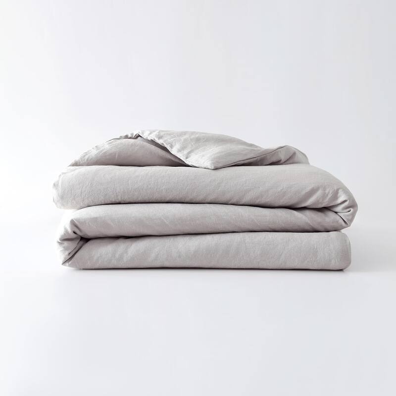 French Linen Duvet Cover for Weighted Blanket - Dove Grey - Queen