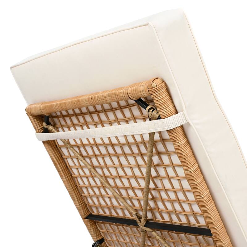 Outdoor Rattan Daybed Sunbed with Adjustable Back & Wheels