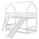 preview thumbnail 2 of 8, Gymax Twin Over Twin House Bunk Bed w/ Slide Solid Wood Low Bunk Bed