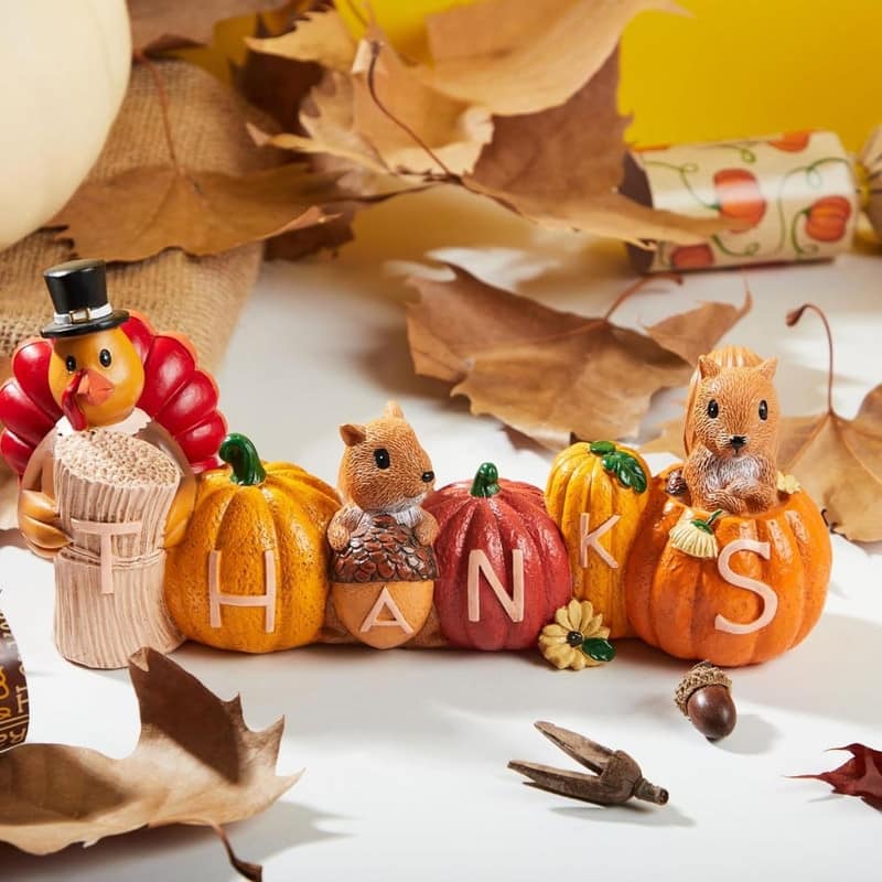 Joyfy Thanksgiving Pumpkin Turkey Figurine Tabletop
