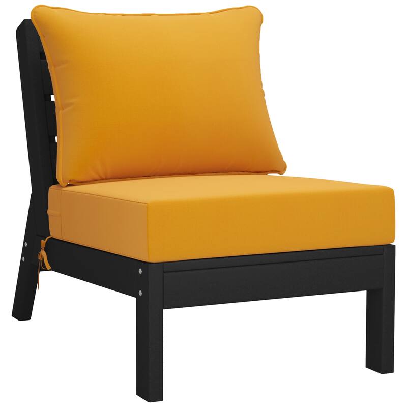 Birchwood All Weather HDPE Outdoor Patio Deep Seating Black Sofa With Cushions (3-Piece)