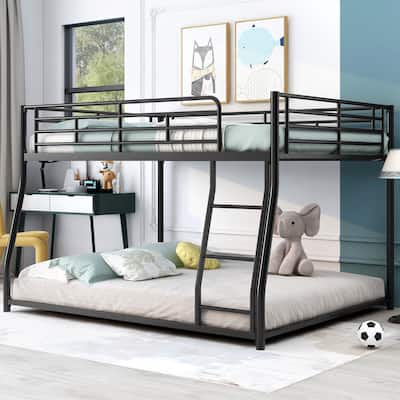 Full XL/Twin XL Over Queen Metal Bunk Bed, Modern Design with Sturdy Frame