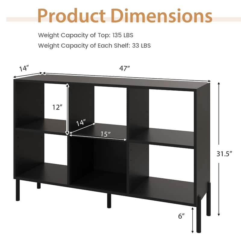 6 Cube Storage Shelf Organizer Bookcase Cubby Cabinet Black/White