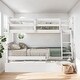 preview thumbnail 1 of 11, Modern Twin over Full Bunk Bed with Twin Size Trundle for Guest Room, Kids Room,White White - Twin