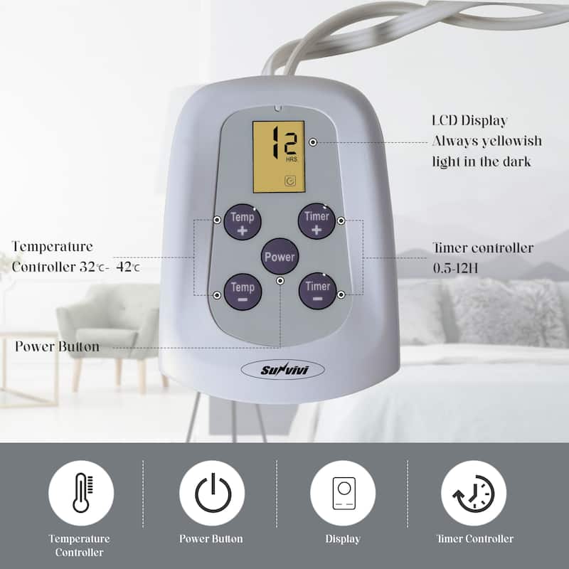 Royalcraft Double-Layer Flannel Heated Blanket with Dual Controllers