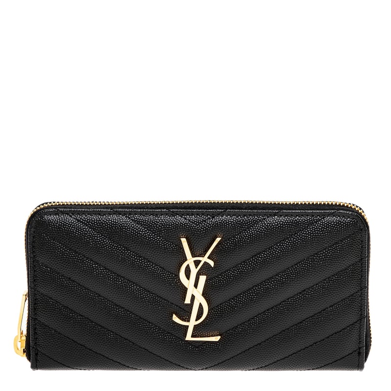Saint Laurent Cassandre Matelassé Zip Around Wallet - Black