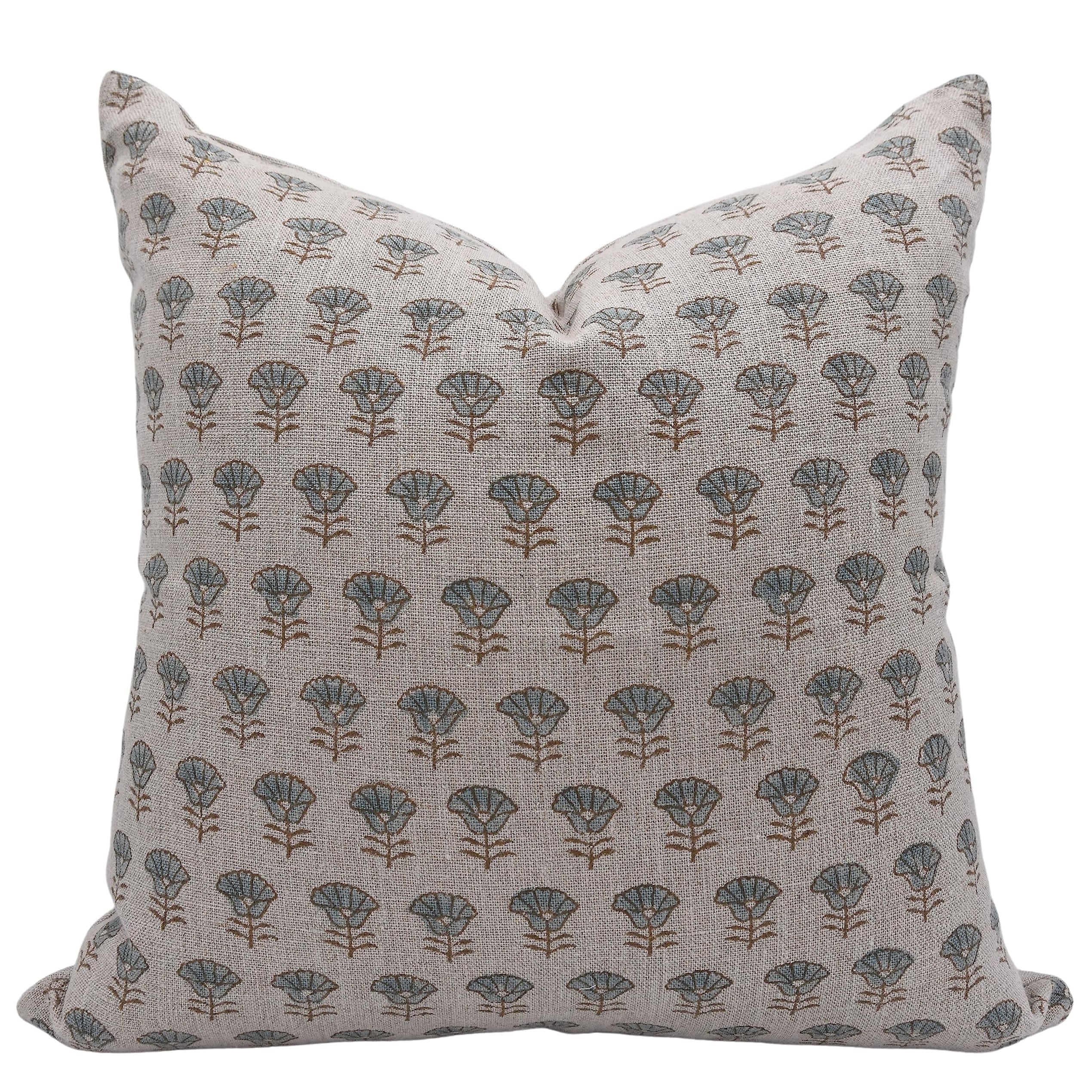Fabdivine Minimalist Linen Pillow Cover Natural Home Block Print, Kohinoor