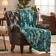 preview thumbnail 38 of 111, Chanasya Faux Fur Wolf Throw Blanket With Reversible Sherpa 50 x 65 Inches - Teal