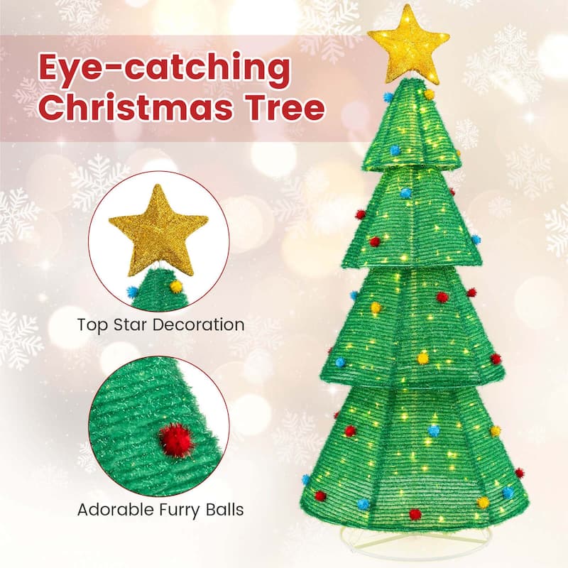 Costway 6.2 FT Collapsible Christmas Tree with 200 Built-in LED - as pic shows - See Details
