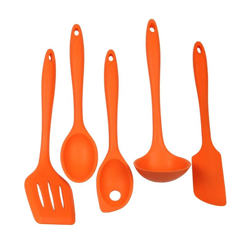 Chef Craft 5 Piece Premium Silicone Kitchen Tool and Utensil Set - Orange