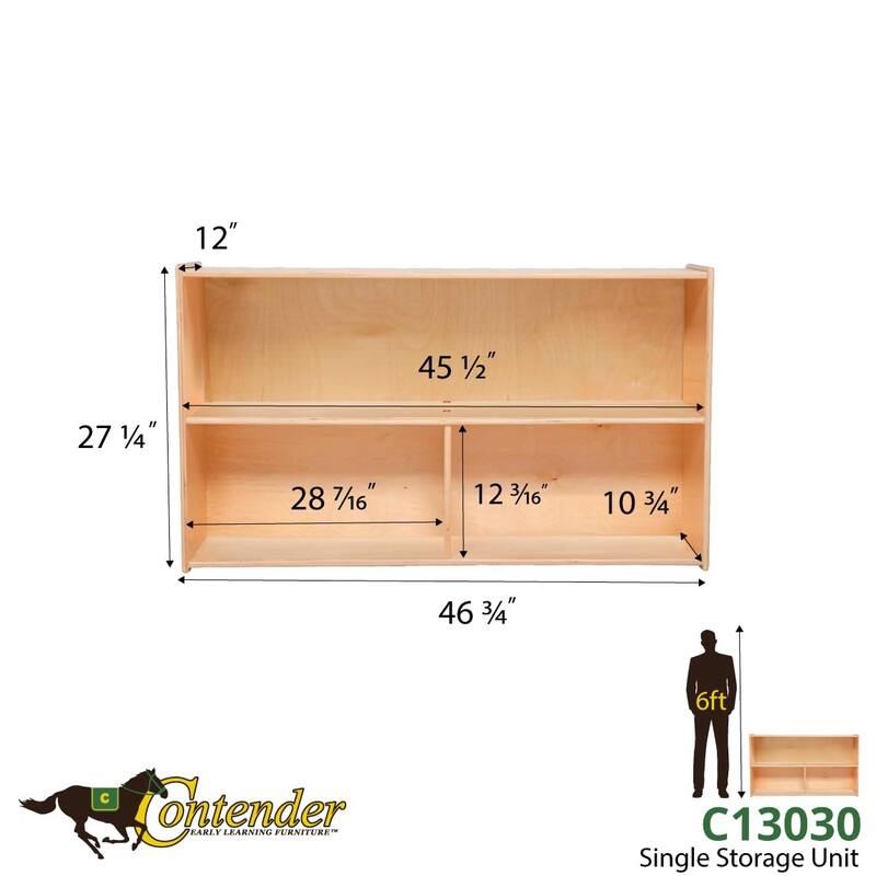 Contender 3-Section Classroom Storage Cabinet with 2 Shelf for Organizing Toys Art Supplies Montessori Toddler