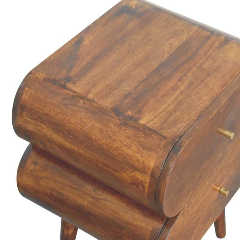 Artisan Furniture Solid Wood Bubble Chestnut Bedside, Brown with Two Drawers