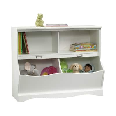 White Kids Storage Organizer with Multiple Cubbies for Toys and Books Child-Safe Design