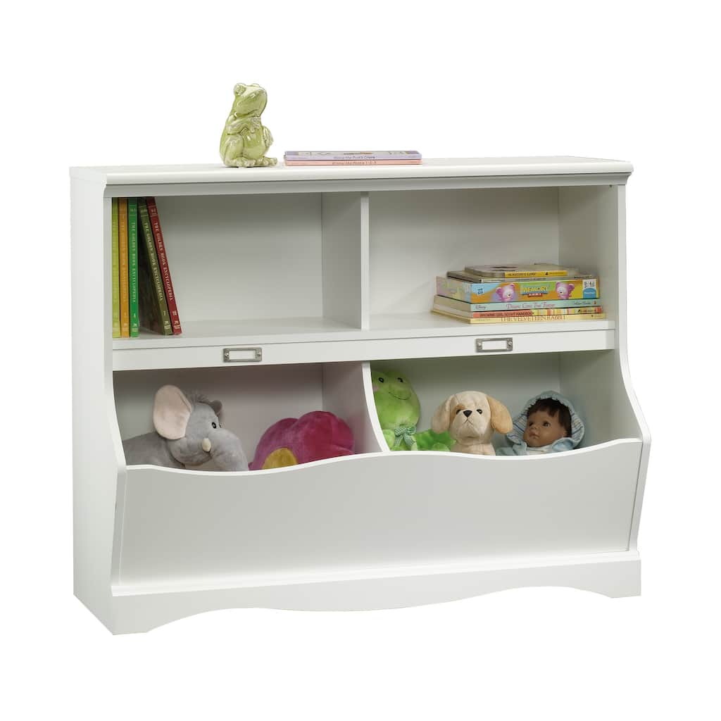 White Kids Storage Organizer with Multiple Cubbies for Toys and Books Child-Safe Design