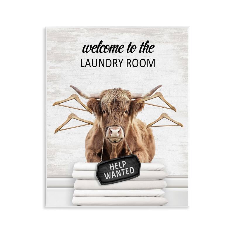 Stupell Welcome Laundry Room Cattle Wall Plaque Art Design By Lettered and Lined - 11 x 14