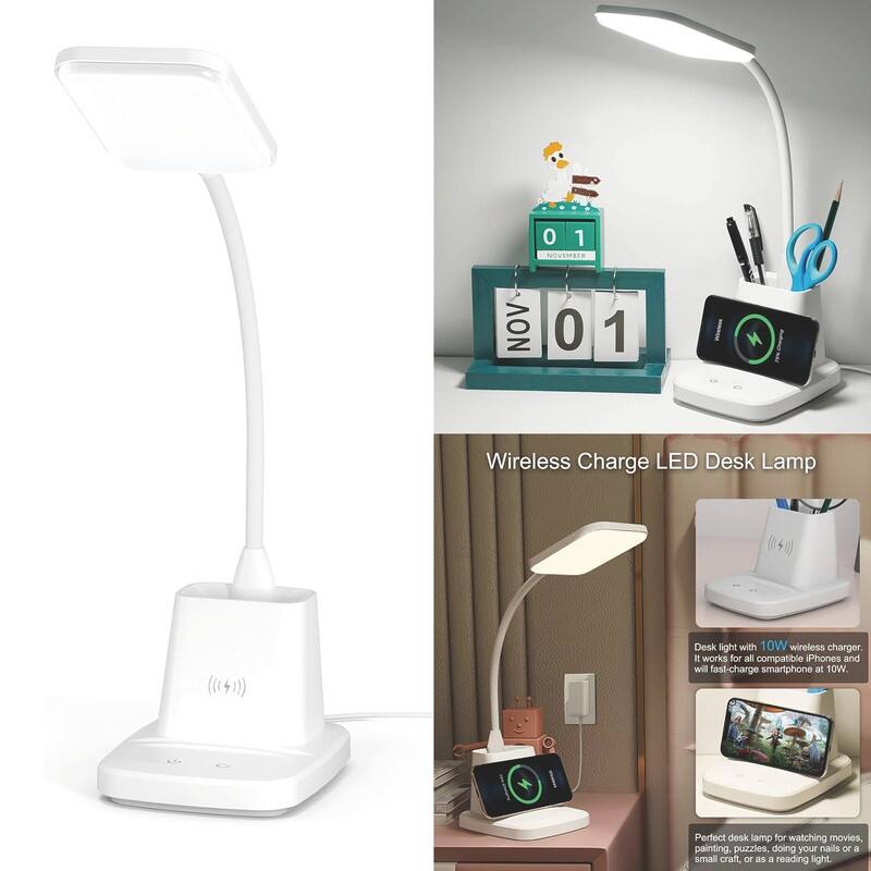 Small Desk Lamp with Pen Holder,3 Modes Dimmable Touch - 6.3"D x 5.12"W x 21.85"H