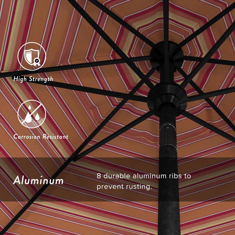 California Umbrella 75' Round Crank Lift Push Button Tilt Black Aluminum Patio Umbrella Sunbrella