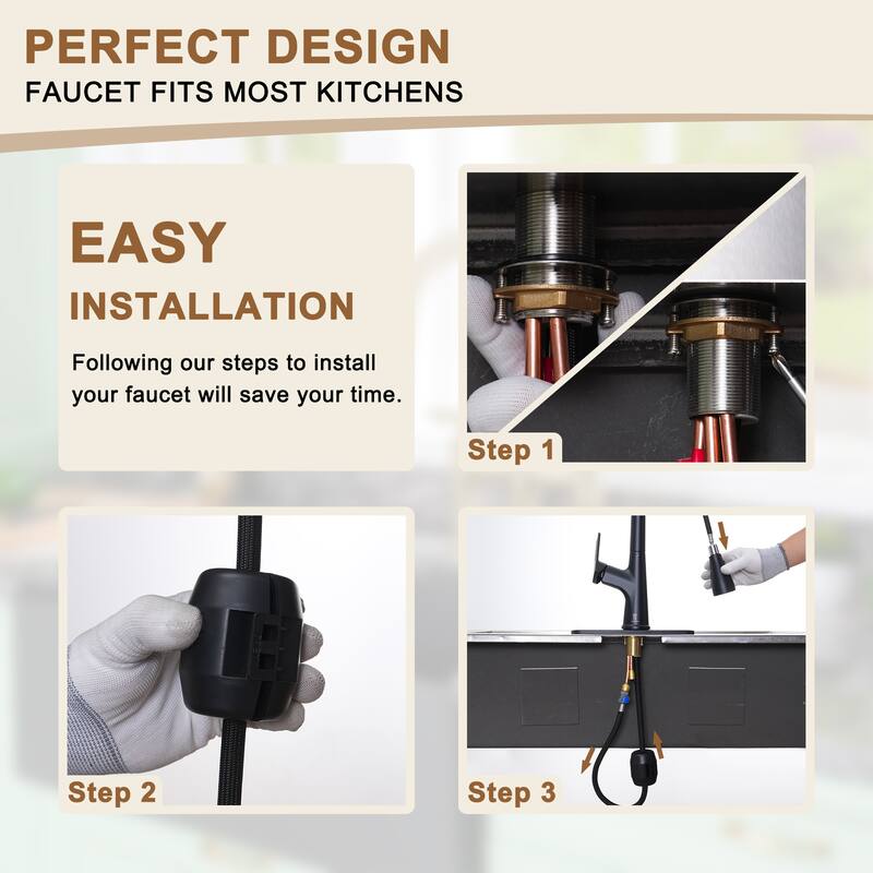Single-Handle Kitchen Sink Faucet With Pull-Out Sprayer