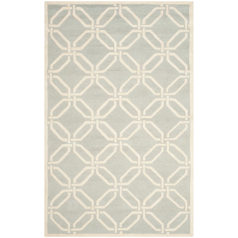 SAFAVIEH Handmade Cambridge Nhung Modern Moroccan Wool Rug - 5' x 8' - Light Grey/Ivory