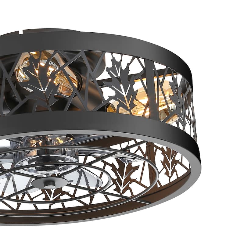 16.5-in Vintage Distressed White/Black Low Profile Ceiling Fan with Remote Control(7-blade)